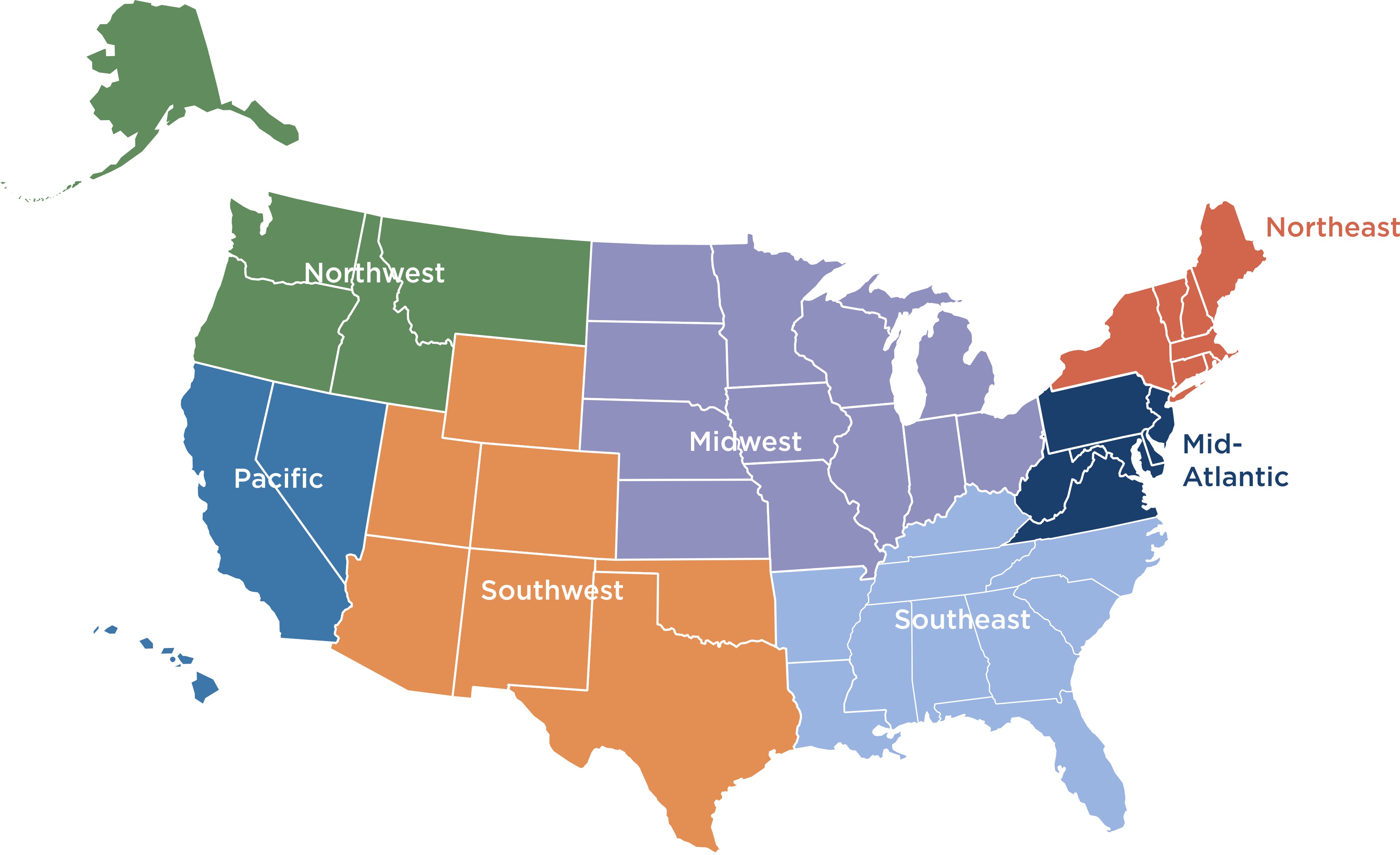 United States Map Divided Into Regions